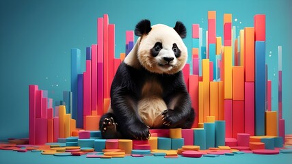 3d panda eating bamboo