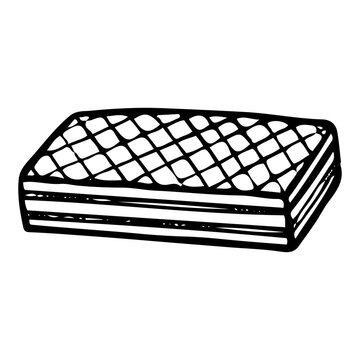 recommend clip art: Wafer cookies hand drawn doodle. Dry waffle. Baked biscuit. Sweet dessert food. Confectionery sugar pastry. Bakery product. Vector outline line art illustration.