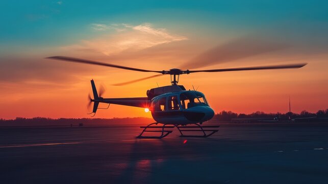Bell Helicopter 206 Aerial Aircraft at Sunset