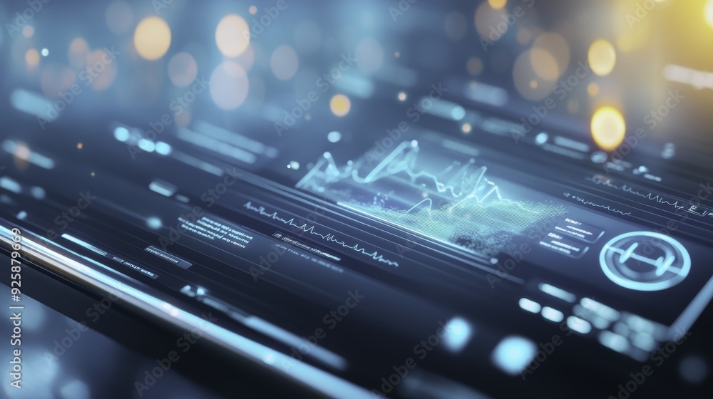 Poster futuristic digital interface with data visualization