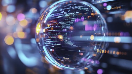 Futuristic Digital Interface with Bokeh Lights