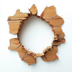 hole in the wood on white background	