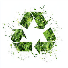 recycle symbol made of leaf on white background	