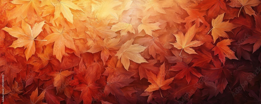 Poster a serene collection of autumn leaves creating a warm and inviting natural carpet of colors in soft l