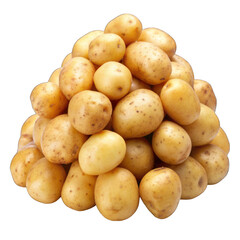 Young potatoes pile isolated on transparent background