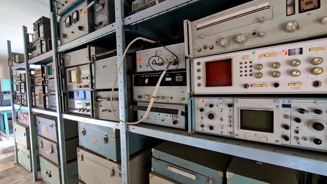 Old Soviet electric radar equipment and devices in Irbene, Latvia