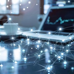 Fototapeta premium Modern office and communication network concept. Statistics of business. Management strategy