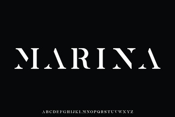 Abstract luxury serif stencil type alphabet display font vector