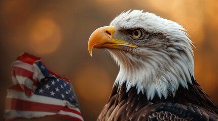 Obraz premium american bald eagle and american flag