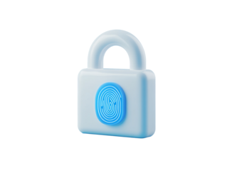 a white lock with a blue fingerprint