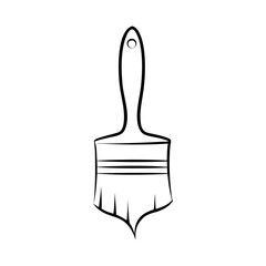 Black paintbrush outline icon and vector illustration