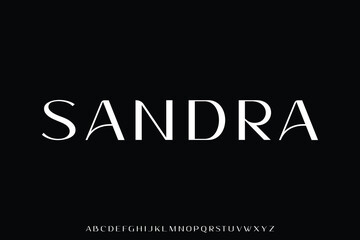 Elegant beautiful sans serif alphabet display font vector illustration