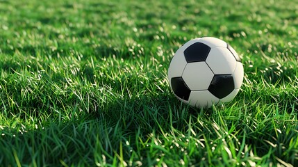 Fototapeta premium Isolated soccer ball on a grass field. Sporty and dynamic.