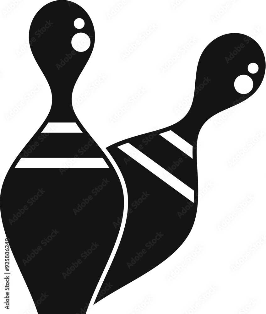 Wall mural simple black and white vector illustration of two bowling pins, perfect for representing the sport o