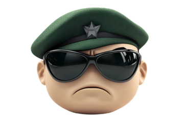 a cartoon character wearing sunglasses and a green hat