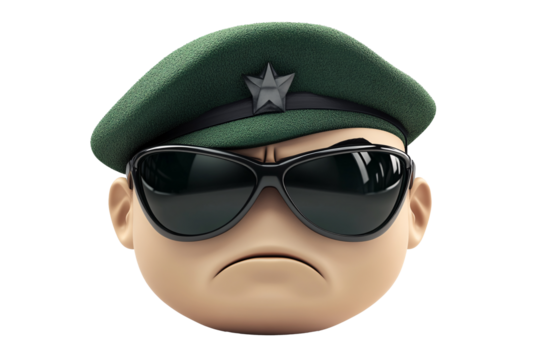 a cartoon character wearing sunglasses and a green hat