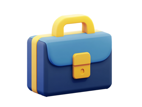 a blue and yellow briefcase - Powered by Adobe