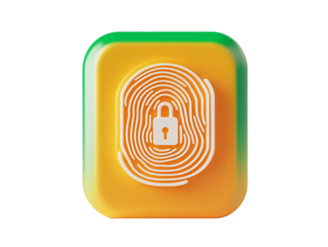 a yellow and green square with a lock on it