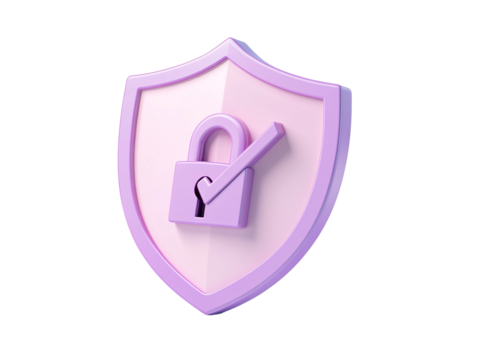 a purple shield with a lock