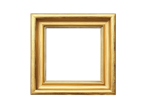 a gold square frame on a white background