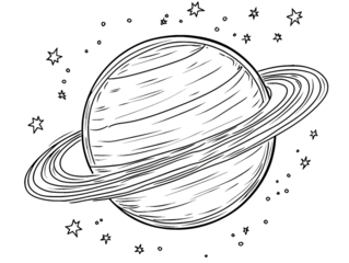 a planet with rings around it