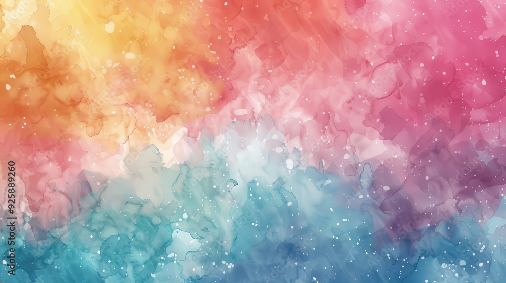 Poster create a digital paper with a watercolor effect. describe how the blending of colors and paper textu