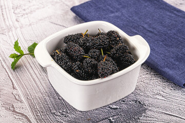 Juicy sweet mulberry in the bowl