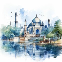 Fototapeta premium Watercolor Illustration for Indian Independence Day Celebrating Freedom and Unity in Vibrant Colors
