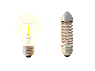 a light bulb and a spiral light bulb