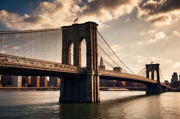 Obraz premium architecture of metropolis city. brooklyn bridge. new york city architecture.