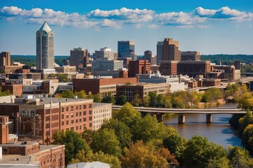 Obraz premium Cityscape Overview of Downtown Richmond VA Sunny Day