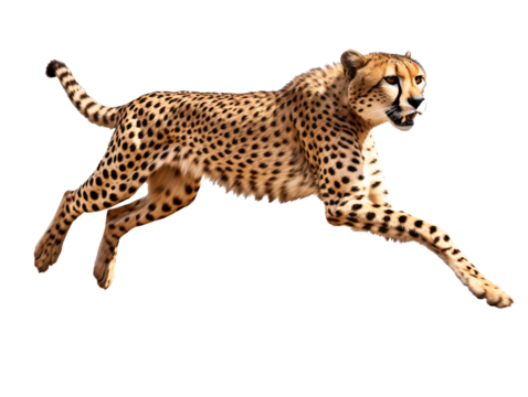 a cheetah running in the air