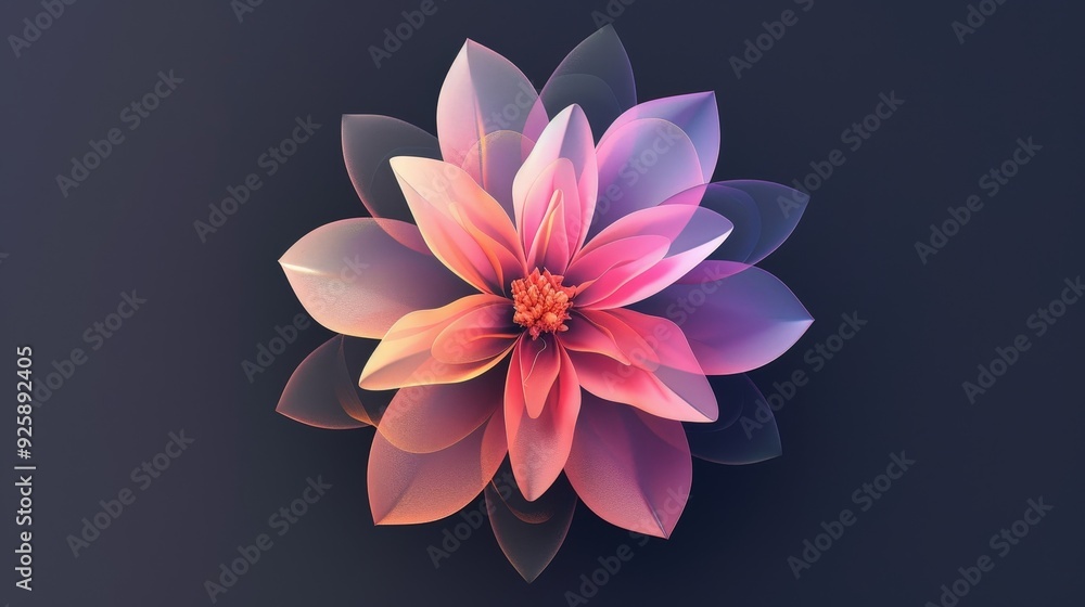 Poster create a flower icon with a gradient effect that shifts from light to dark hues. ensure the petals h