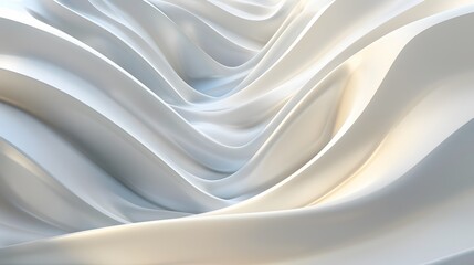 Obraz premium Illustration of a refined 3D background with flowing white and gray stripes, forming a wavy pattern that exudes elegance and brightness.