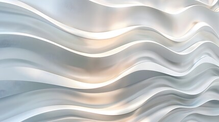 Conceptual 3D rendering of a background with wavy white and gray stripes, creating a seamless and elegant design with a bright, luminous effect.