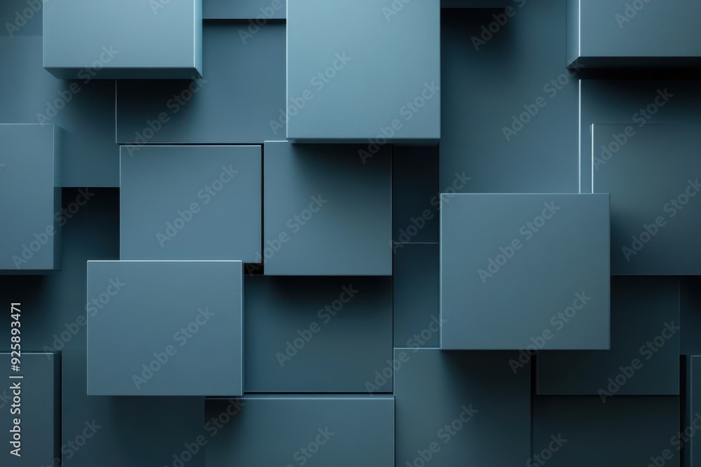 Poster image of a gray square pattern throbbing on a blue background