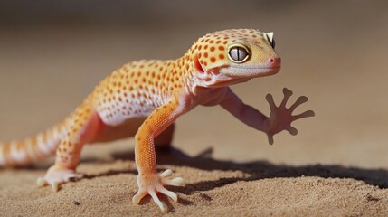 Obraz premium Leopard Scratch. Close-up of Leopard Gecko Shedding Skin with Claws and Tail