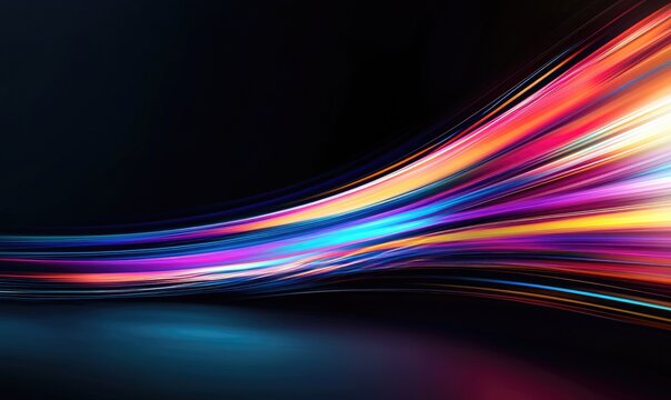 Abstract Neon Light Streaks Curved in Dynamic Motion