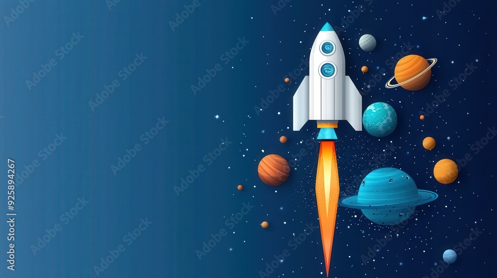 Poster spaceship docking with a rotating space habitat in deep space