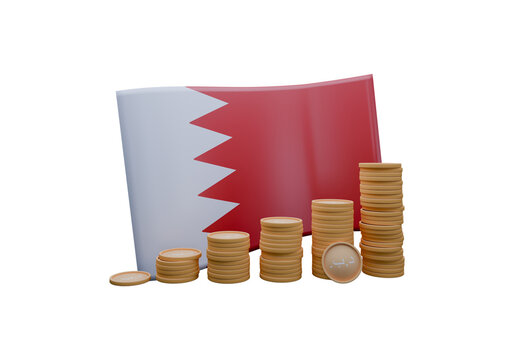 recommend clip art: 3D render illustration of Bahrain flag and currency called Dinar BHD