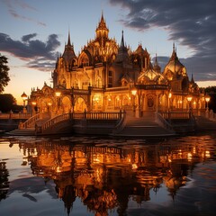 Obraz premium Stunning Golden Palace at Sunset - CGI Architecture in Raw Style
