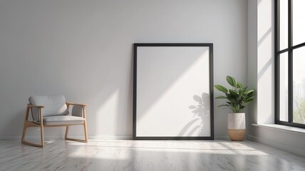 empty room with a picture frame mockup	
