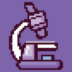 Fototapeta premium Pixel art illustration showcasing a vibrant and detailed office and school supplies scene. This digital artwork features a variety of pixelated items such as notebooks, pencils, erasers, rulers