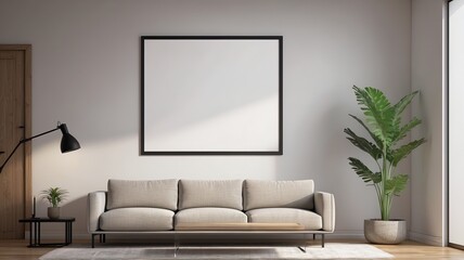 mockup frame, modern living room interior, background 