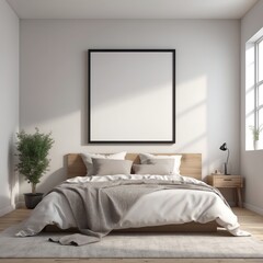 mockup frame, modern bedroom interior, background 