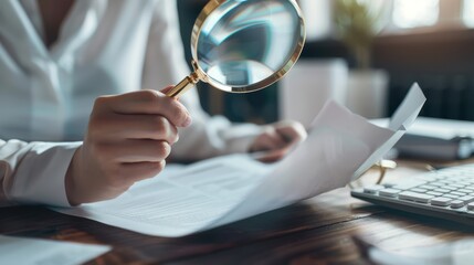 The magnifying glass on document