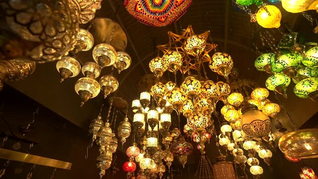 turkish light shop full of lamps
