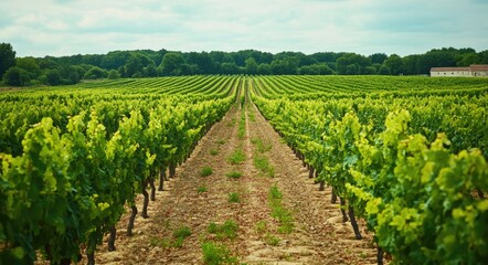 Cognac Vineyard. Summer Landscape of Vinery in French Countryside