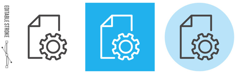 設定の書類、資料、文書などのドキュメント｜ライン・アイコン　[線の編集可能]