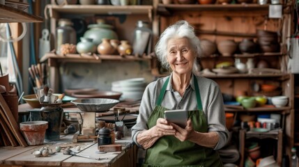The Elderly Potter in Workshop